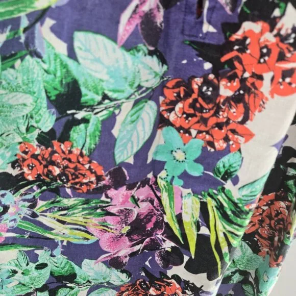 C&C California Floral Tropical 100% Linen Sheath Sleeveless Mini Dress - Picture 10 of 13